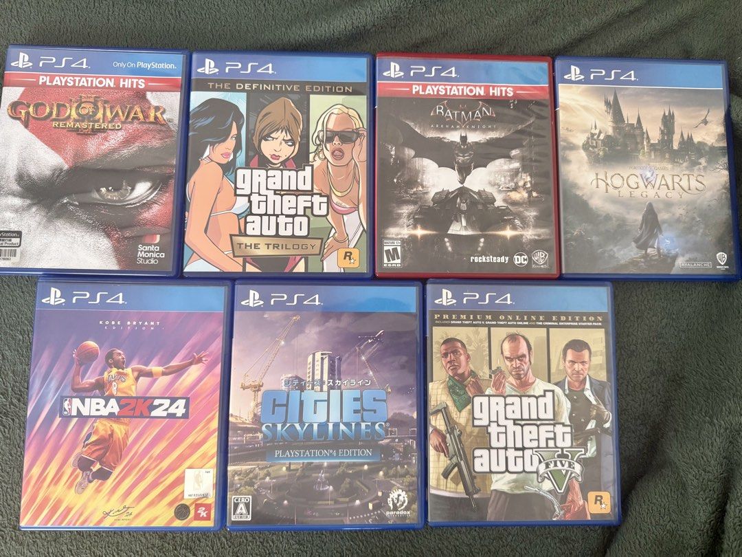 PS4 Games (Category: PlayStation) located in Manila. Submitted by k.kitsune (Listing ID 1439599030, Image 1). Description: PS4 Games For Sale 🎮 All games are working and in good condition. Individual Prices: * Hogwarts Legacy – ₱1,500 ❗️SOLD❗️ * NBA 2K24 Kobe Bryant Edition – ₱1,000-❗️SOLD❗️ * GTA Trilogy Definitive Edition – ₱1,000 ❗️SOLD❗️ * GTA V – ₱700 ❗️SOLD❗️ * God of War III Remastered – ₱500 * Batman Arkham Knight – ₱400 * Cities Skyline