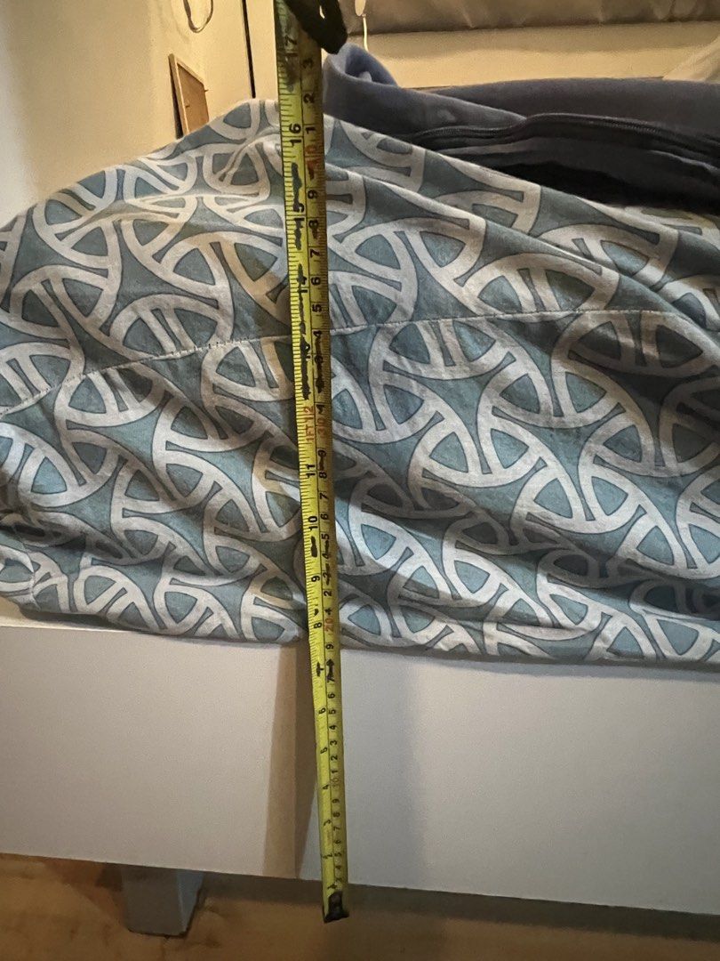 Queen Size Bed Frame with Headboard and mattress (Category: Bed Frames & Mattresses) located in Manila. Submitted by adrianojr56673 (Listing ID 1439540541, Image 3). Description: - Queen-size bed frame plus mattress - White color headboard - Features a headboard with wooden accent - Bed frame height: approximately 16 inches - Shown with a blue bedsheet (bedsheet not included) - Bed frame and mattress (12” uratex premium) -bring your own carpenter