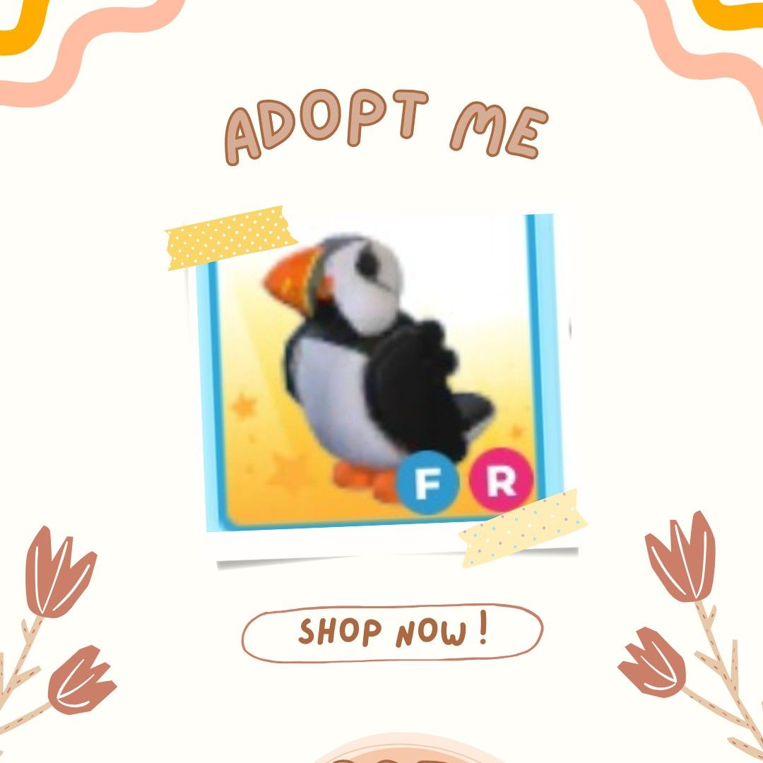 Roblox Adopt Me Pet | Fly Ride Puffin (Category: In-Game Products) located in Bien Unido. Submitted by roblox_adoptme_shop (Listing ID 1439567589, Image 1). Description: Looking for a digital bestie? 🐶💫 I’ve got awesome pets ready for you! Welcome to my Roblox Adopt Me Pet Shop 🌻 Selling cute Adopt Me pets through safe and fair trades! Your dream pet is just one trade away ✨.