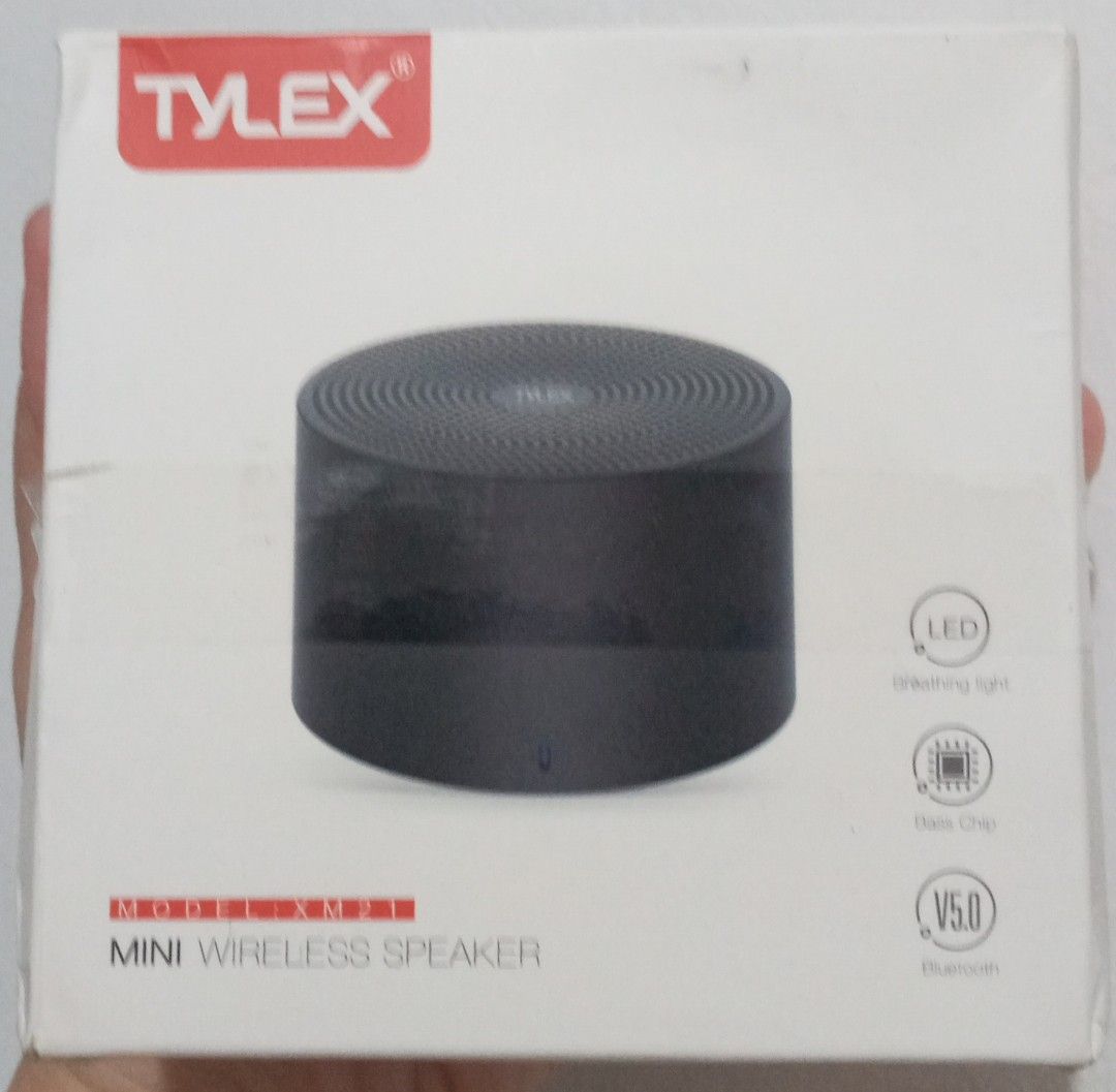 SALE!! TYLEX MINI WIRELESS BLUETOOTH SPEAKER (Category: Soundbars, Speakers & Amplifiers) located in Cavite. Submitted by scenenumber9 (Listing ID 1439501270, Image 1). Description: NEW UNSEALED COMPLETE WITH CHARGER CORD Quick Specs: - Audio: Bluetooth V5.0 - Transmission Distance: about 10M - Wireless Frequency: 2.402-2.480GHz - Battery Capacity: 300mAh - Playback Time: abouth 2.5h - Charging Time: about 2h - Charging Input Standard: DC5V Micro