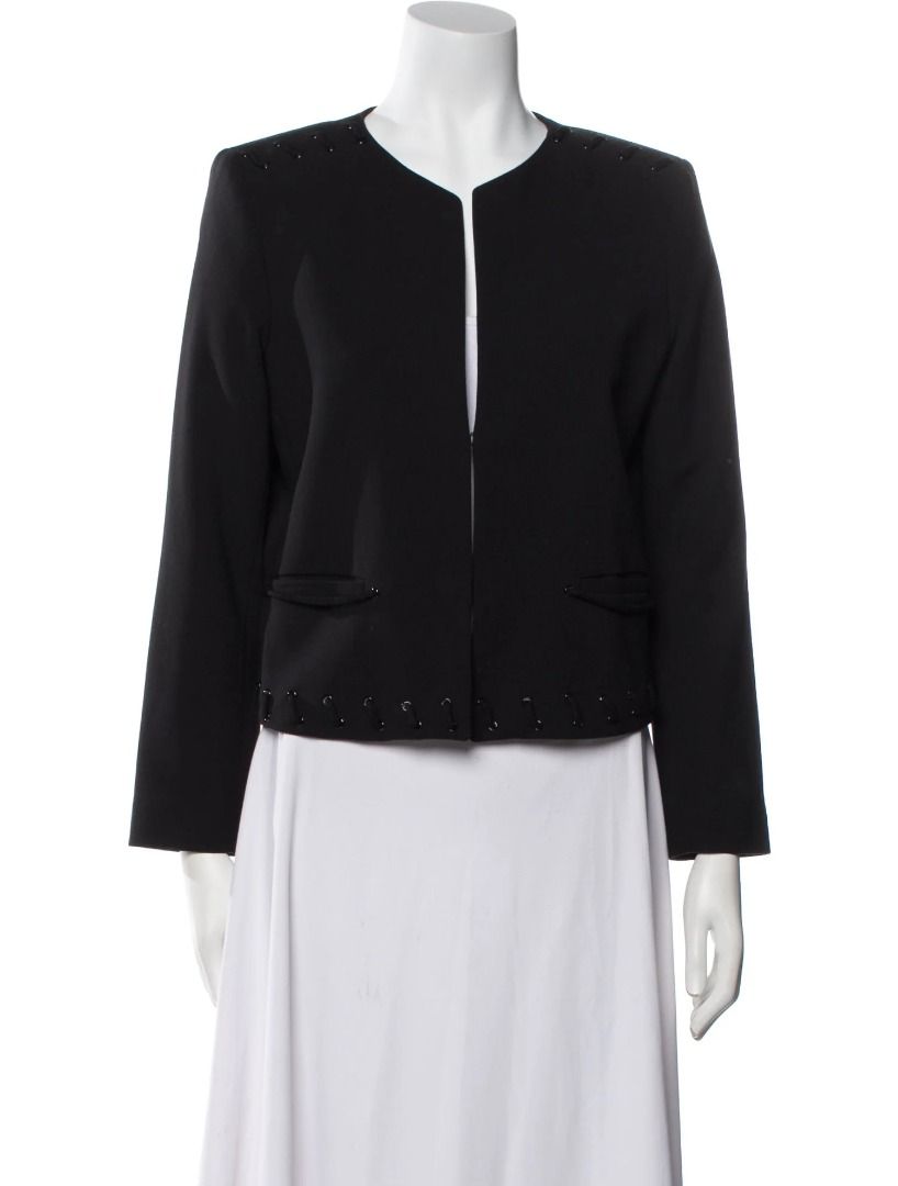 Sandro Paris Lace-up Wool Jacket XS/S (Category: Coats, Jackets and Outerwear) located in Antipolo. Submitted by bentakahitanoano (Listing ID 1439479578, Image 1). Description: Still in good condition This is a Sandro Black Wool Lace-Up Blazer, a sophisticated piece known for its blend of classic tailoring and edgy, decorative details. Size 40 can fit XS/S Pit to pit 19.5 Length 20.5 Design: A collarless, open-front silhouette with a clean, round