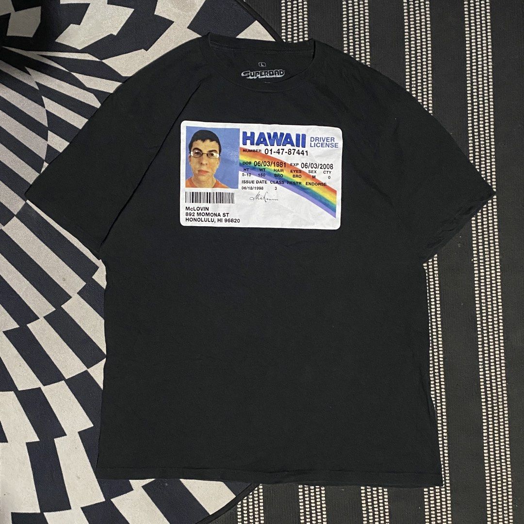 Superbad McLovin Driver's License T-shirt (Category: Tshirts & Polo Shirts ) located in Gapan. Submitted by thrftfnds (Listing ID 1439464364, Image 1). Description: 💎 MC LOVIN DIMES: 21x28 COLOR RATE: 10/10 FLAWS: PRICE: 500+SF.