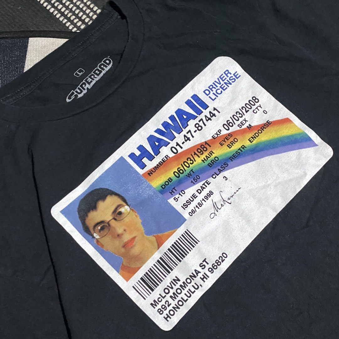 Superbad McLovin Driver's License T-shirt (Category: Tshirts & Polo Shirts ) located in Gapan. Submitted by thrftfnds (Listing ID 1439464364, Image 2). Description: 💎 MC LOVIN DIMES: 21x28 COLOR RATE: 10/10 FLAWS: PRICE: 500+SF.
