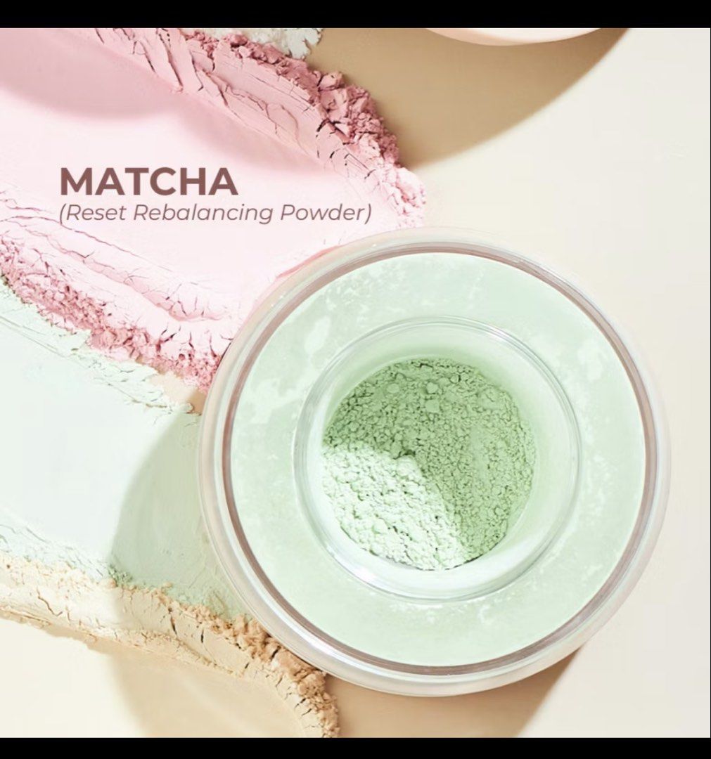 Teviant The Ultimate Skin Master Loose Powder Matcha (Category: Makeup) located in Marikina City. Submitted by kateeyschoice (Listing ID 1439591721, Image 1). Description: - Teviant The Ultimate Skin Master Loose Powder in Matcha - Sets makeup and controls shine - Rebalances skin - Vegan and paraben-free formula - Light pink compact with gold leaf design - Light green powder color ✨ Selling my loose setting powder ✨ Bought for 695.00 PHP Shade di