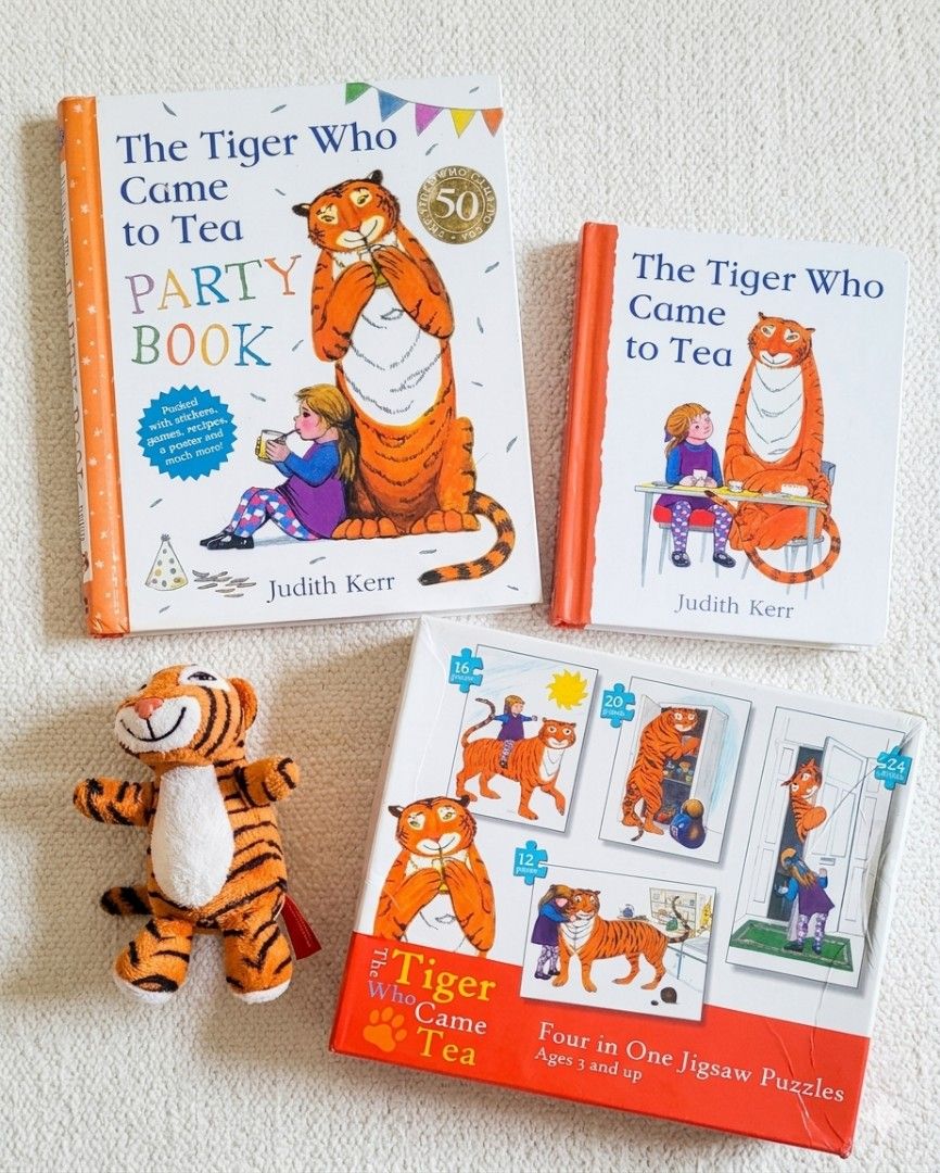 The Tiger Who Came to Tea (Category: Children's Books) located in Pateros City. Submitted by sktreasures (Listing ID 1439462547, Image 1). Description: 🐯 The Tiger Who Came to Tea Bundle 🫖✨ A lovely themed bundle for little fans of this classic story! Includes: • The Tiger Who Came to Tea board book • The Tiger Who Came to Tea Party Book with lots of activities, crafts, posters & stickers. • Soft tiger plushie with original branded “The Tiger W