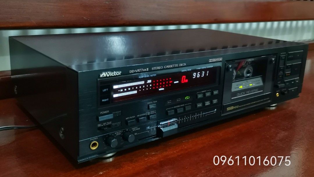 VICTOR /JVC DD-VR77MKII CASSETTE DECK (Category: Other Audio Equipment) located in Cebu City. Submitted by cebu_vintage_audio (Listing ID 1439534000, Image 2). Description: Full auto reverse 100 volts AC, made in Japan New Old Stock; with orig box All original, no repair Excellent playback and recording function Fine axis quick reverse system Pulse Servo Direct Drive motor Ceramic guard SA playback/rec head Weight : 5.2 kg Width 435 mm, Height 11