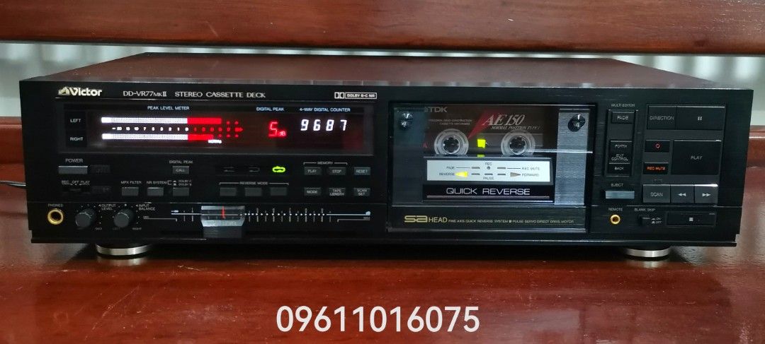 VICTOR /JVC DD-VR77MKII CASSETTE DECK (Category: Other Audio Equipment) located in Cebu City. Submitted by cebu_vintage_audio (Listing ID 1439534000, Image 1). Description: Full auto reverse 100 volts AC, made in Japan New Old Stock; with orig box All original, no repair Excellent playback and recording function Fine axis quick reverse system Pulse Servo Direct Drive motor Ceramic guard SA playback/rec head Weight : 5.2 kg Width 435 mm, Height 11