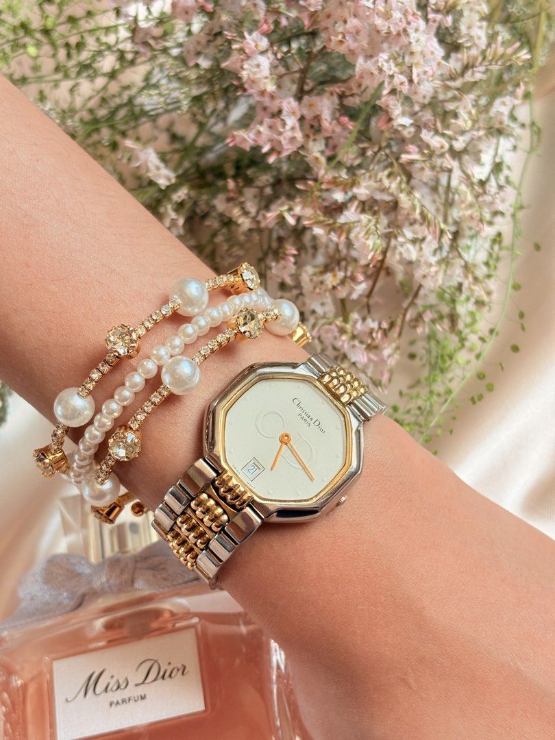 Vintage Christian Dior Octagon (Category: Women's Watches) located in Manila. Submitted by vantageph_02 (Listing ID 1439442863, Image 1). Description: Quartz Ref. D48-203 Cal. ETA 955 Date Function at 6 o'clock White Dial Designed by Gianfranco Ferre Stainless / Gold Plated 6 months warranty ₱14,500.