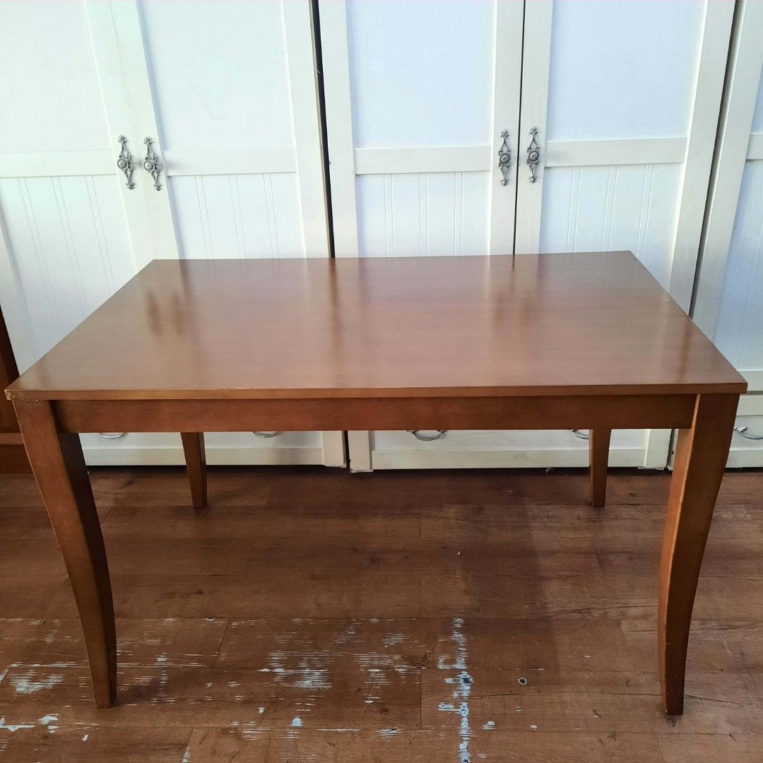 Wooden Dining Table - 120x75x74cm (Category: Tables & Sets) located in Manila. Submitted by ivan_furnitures421 (Listing ID 1439570216, Image 3). Description: - Wooden dining table - Dimensions: L120cm x W75cm x H74cm - Warm wood finish - Sturdy legs - Suitable for small dining areas or workspace - Classic design.