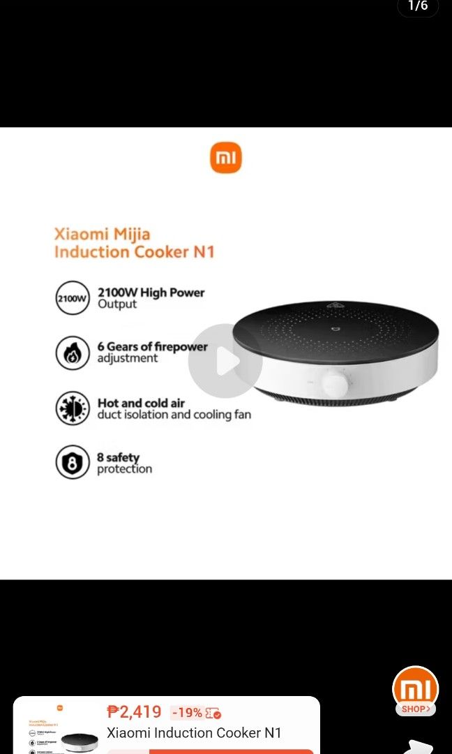 Xiaomi induction cookee (Category: Cookers) located in Manila. Submitted by lilyappliance (Listing ID 1439600743, Image 3). Description: ONHAND SAME DAY DELIVERY PM NLNG PO.