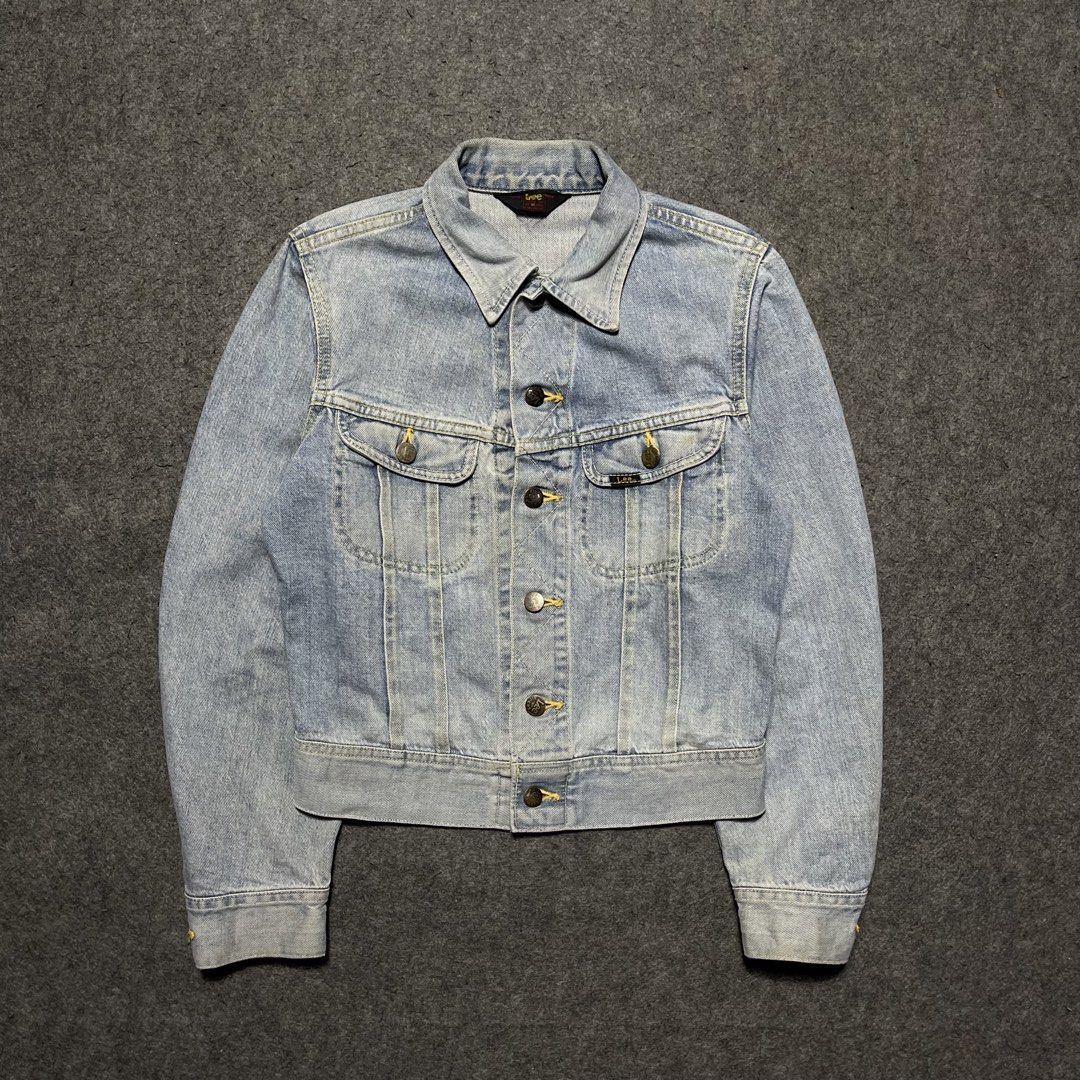 1960’s Lee Denim Rider 101-J Jacket (Category: Coats, Jackets and Outerwear) located in Zamboanga. Submitted by rag_20 (Listing ID 1439653945, Image 1). Description: 1960’s Lee Denim Rider 101-J Jacket Lee denim jacket features a distinctive slim-fitting, short-waisted silhouette with slanted chest pockets, a sharp zigzag placket stitch, and iconic cat-eye adjustment buttons at the waist. Authentic 1960s models never feature side handwarmer pocke