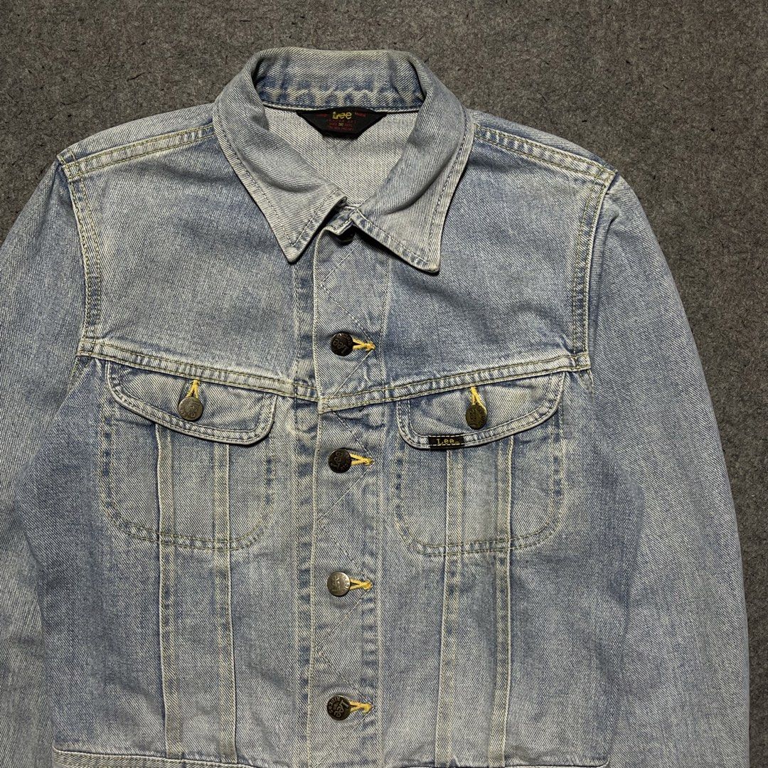 1960’s Lee Denim Rider 101-J Jacket (Category: Coats, Jackets and Outerwear) located in Zamboanga. Submitted by rag_20 (Listing ID 1439653945, Image 2). Description: 1960’s Lee Denim Rider 101-J Jacket Lee denim jacket features a distinctive slim-fitting, short-waisted silhouette with slanted chest pockets, a sharp zigzag placket stitch, and iconic cat-eye adjustment buttons at the waist. Authentic 1960s models never feature side handwarmer pocke