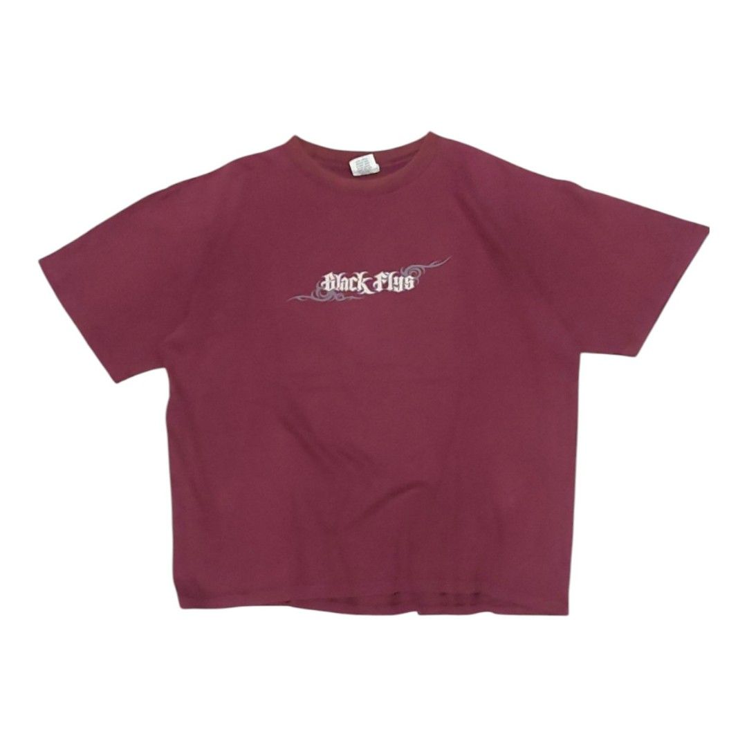 90s Black Flys skate tee (Category: Tshirts & Polo Shirts ) located in Tarlac. Submitted by thrifty_scavenger (Listing ID 1439779391, Image 1). Description: XL (27.5 x 25) issues: hairline cracks, & repaired pinholes. not your typical skate tee🔥 single stitched (hem & sleeves).