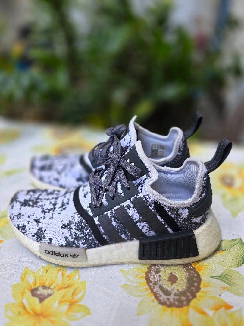 Adidas NMD R1 Sneakers (Category: Sneakers) located in Caloocan City. Submitted by mylenenm (Listing ID 1439683958, Image 3). Description: - Adidas NMD R1 sneakers - Black and white pattern - Adidas logo on tongue and insole - Gray laces - White sole - Adidas branding on heel tab - size: US 5.5.