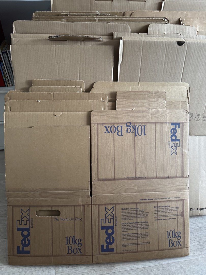 Assorted FedEx & DHL Cardboard Boxes - Various Sizes463104815872102401