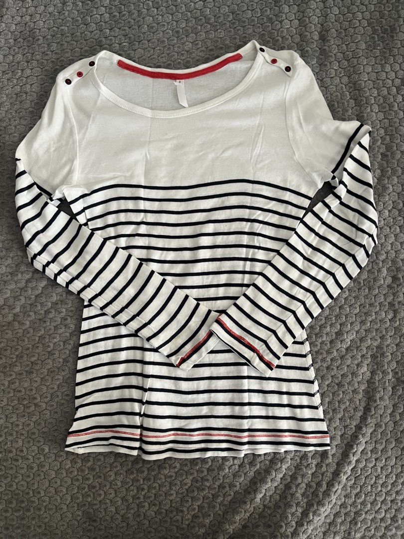 Assorted summer office work red tops and striped longsleeves (Category: Blouses) located in Manila. Submitted by jiden26 (Listing ID 1439635290, Image 2). Description: Worn them thrice only take all.