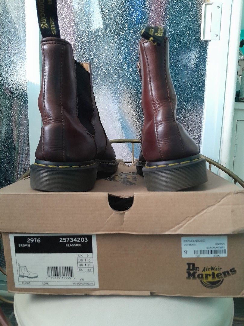 Authentic Dr. Martens US 10 Chelsea Boots (Category: Boots) located in Paranaque City. Submitted by dayabhai888 (Listing ID 1439770620, Image 1). Description: - Classic Dr. Martens Chelsea boots - Rich brown color - Iconic yellow stitching - Durable sole - Comes with original box - Timeless style RFS: I purchased an EZ sole that requires me to use a size 12 shoes..