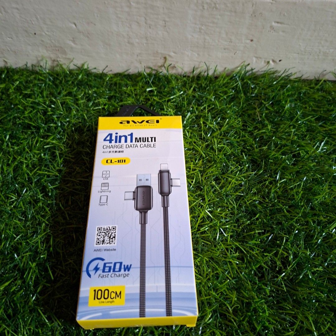 Awei 4 in 1 usb type a type c lighting apple cable (Category: Chargers & Cables) located in Pasig City. Submitted by last_price_posted (Listing ID 1439658454, Image 1). Description: This is available as long as this is posted/visible listing. You may message me with the answer to the following questions once you are fully decided to purchase, should you need further thinking and canvassing you may just save the listing for future reference. 1. Wi