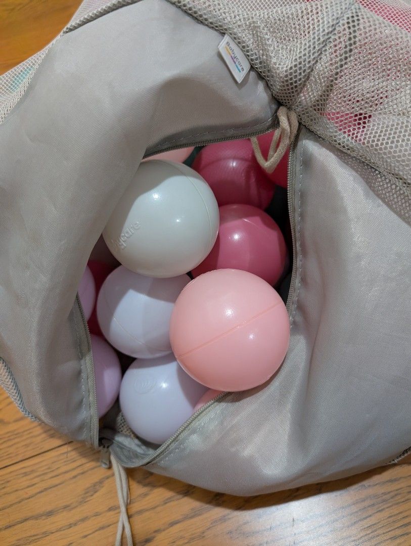 Babycare Play Balls (Category: Infant Playtime) located in Caloocan City. Submitted by jnnyteh-16269 (Listing ID 1439794130, Image 1). Description: total 82 pcs. brand babycare good quality - Set of colorful Babycare play balls - Includes white and pink balls - Great for playpens or ball pits - Provides hours of fun for toddlers and young children.