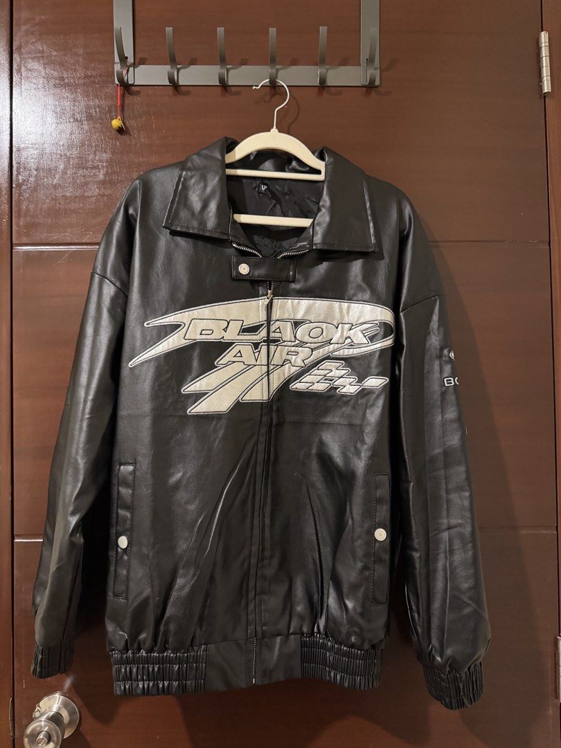 Black Air Faux Leather Jacket (Category: Coats, Jackets and Outerwear) located in Manila. Submitted by michael_199 (Listing ID 1439669011, Image 2). Description: Black leather jacket Vintage design Like new Selling for ₱1,000 .