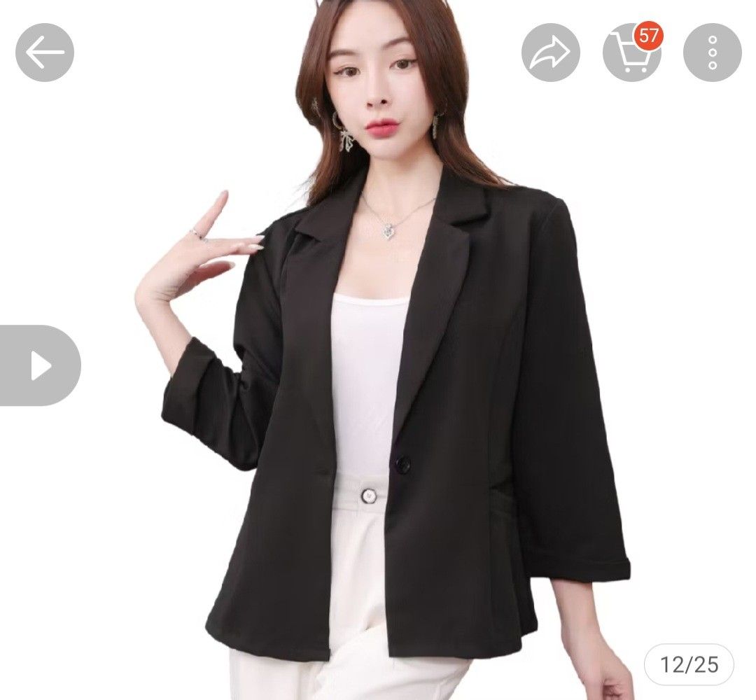 Black Blazer for Women (Category: Longsleeves) located in Paranaque City. Submitted by izzysellsph (Listing ID 1439710386, Image 1). Description: rfs: wrong size; too big for me loc: Parañaque City mod: lalamove (sf shouldered by buyer) mop: gcash/bdo.