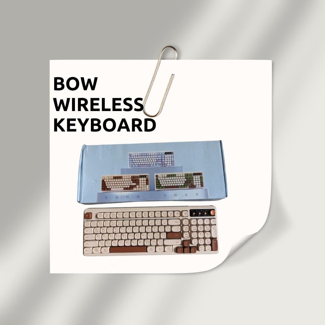 BOW Wireless Keyboard (Category: Computer Keyboard) located in Santo Tomas. Submitted by goldenbird_3f3c76 (Listing ID 1439753478, Image 3). Description: ⌨️ BOW K520 Wireless Keyboard (Rechargeable) ✨ Sleek design + multi-mode connection! 🔹 DETAILS ✔ Brand: BOW ✔ Model: K520 Series ✔ Color: Milk Brown ✔ Good working condition ✔ Rechargeable 🔋 (long lasting battery) ✔ Type-C charging 🔌 CONNECTIVITY (3 MODE) ✔ Bluetooth ✔ 2.4G Wireless (USB rece