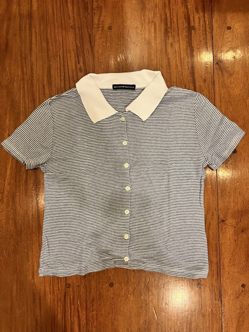 Brandy Melville Striped Polo (cropped) (Category: Blouses) located in San Juan City. Submitted by c_declutters (Listing ID 1439633880, Image 1). Description: Only worn 1-2x Still in very good condition, just needs to be ironed Doesn’t fit me anymore 😅.