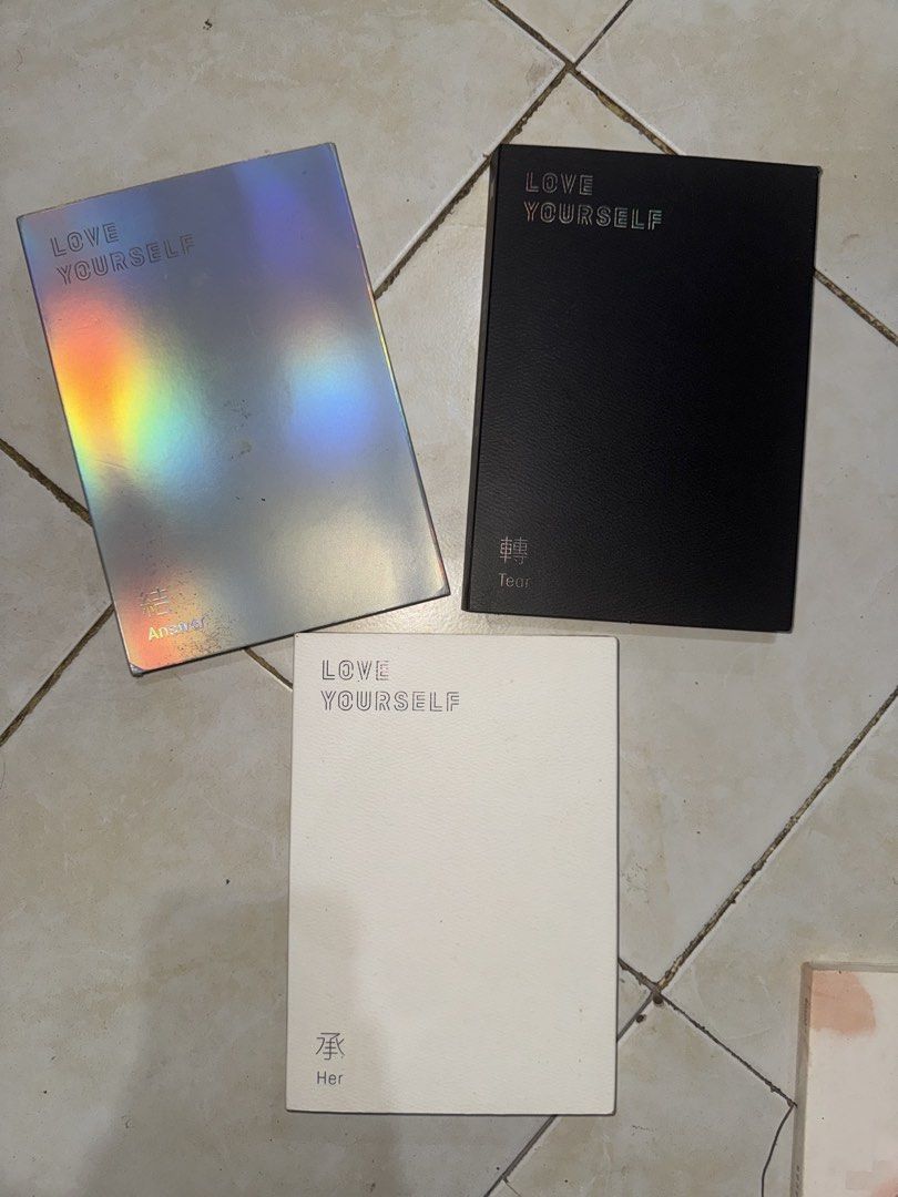 Unsealed BTS Albums 180 each (Category: CDs & DVDs) located in Panay. Submitted by patpat_07 (Listing ID 1439767471, Image 2). Description: 180+sf - BTS Album Collection - Includes: 'Love Yourself' series, 'Map of the Soul 7' (various versions), 'Dark & Wild', 'Skool Luv Affair', 'O!RUL8,2?', and 'Wings' - Features various versions and designs - Ideal for ARMY collectors.