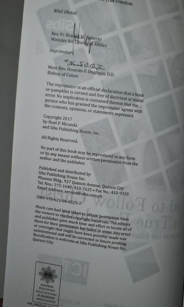 Called to Follow christ through true freedom (Category: Religion Books) located in Quezon City. Submitted by bt-enterprises (Listing ID 1439633989, Image 2). Description: Good as New walang sulat.