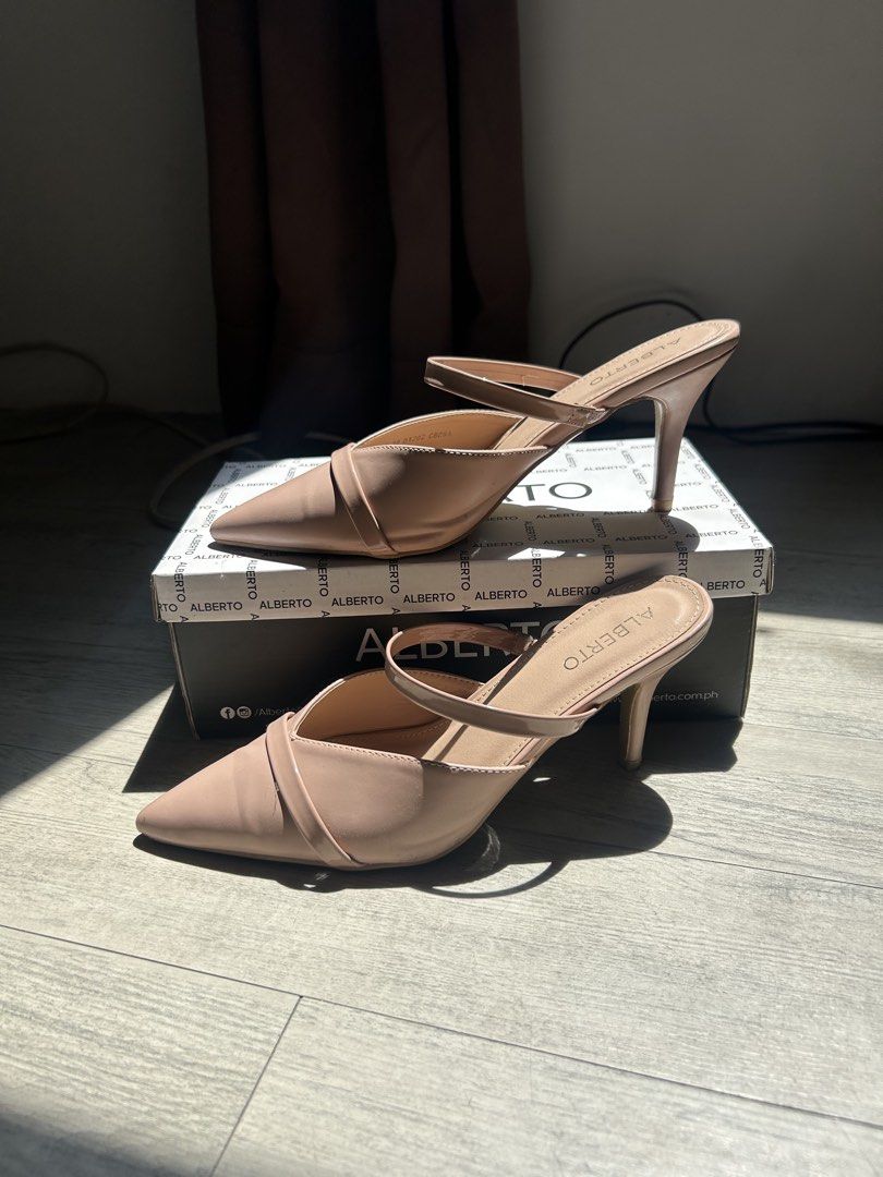Clean Girl Nude Heels with Strap (Category: Flats & Sandals) located in Quezon City. Submitted by robycham (Listing ID 1439701400, Image 1). Description: Nude heels with elegant design. Perfect for office wear, formal events, date nights, or everyday chic outfits. Comfortable and easy to pair with neutral and classy looks. - Approx. 2-inch heels - Comes with original box and packaging - Used thrice - Price is nego.
