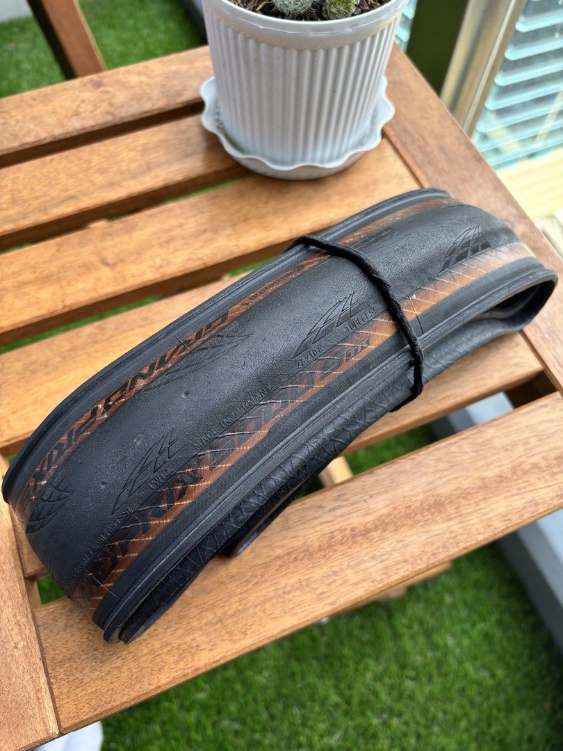 Continental GP5000 700x28c Road Tire (Category: Bicycles) located in Taguig. Submitted by quickriver_64a3ce (Listing ID 1439622546, Image 1). Description: - Continental Grand Prix 5000 S TR tire - Size: 700x28c - Features: Black and brown sidewall - Origin: Made in Germany - Single tire — not a pair .