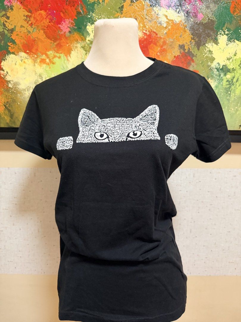 Cotton tshirt Cat design (Category: Shirts) located in Muntinlupa City. Submitted by gap0710 (Listing ID 1439707297, Image 3). Description: Cotton black ladies Tshirt. Brand new still with tag. Size Large but it’s for petite frame. See photos for reference ..