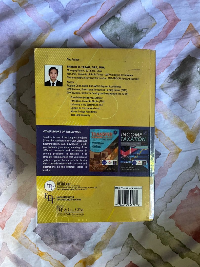 CPA Reviewer 2023 Tabag (Category: Textbooks) located in Mabalacat. Submitted by angelnoriiin (Listing ID 1439657092, Image 2). Description: CPA Reviewer Taxation 2023 With minimal pencil writings and few pages with highlighter Plastic covered.