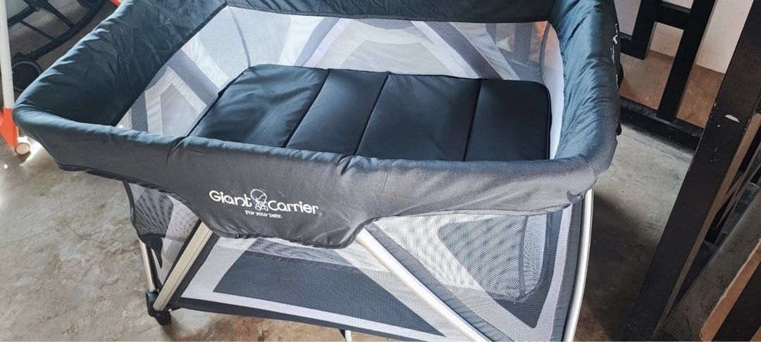 Crib Giant Carrier Geofrey Crib (Category: Babies & Kids Fashion) located in Manila. Submitted by xaraeus (Listing ID 1439743939, Image 3). Description: Giant Carrier Geofrey Playpen with 15kg Capacity, One-Hand Fold with Bassinet, Changing Table & Bag Bought in SM for 10k Used for almost a month lang kasi hindi nasanay si baby na hindi katabi si misis. Super excellent quality.