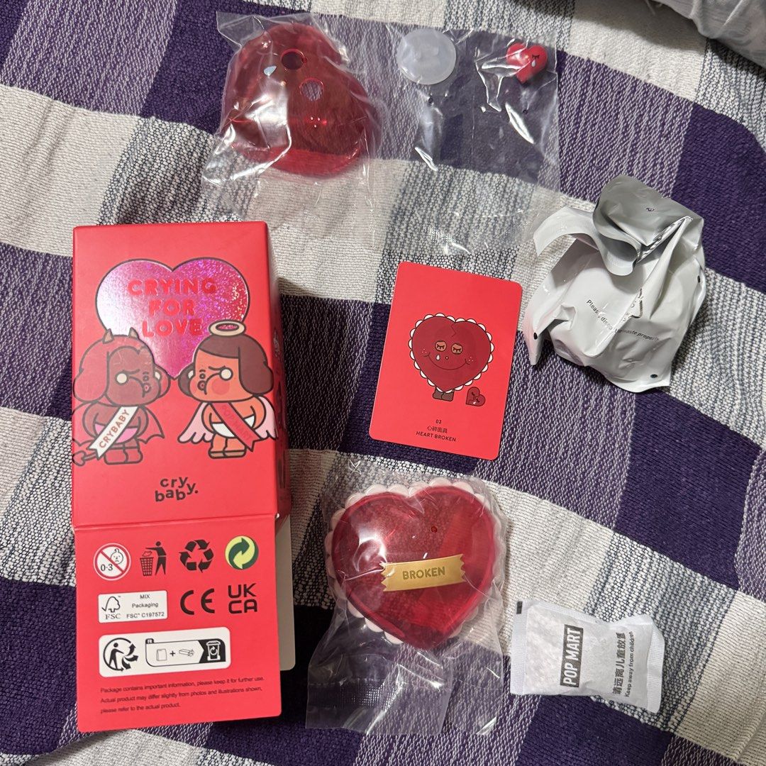 Crybaby Crying for Love - Heart Broken (Category: Designer & Blind Box Toys) located in Caloocan City. Submitted by zel.bentables (Listing ID 1439752438, Image 3). Description: - Crybaby Crying for Love blind box - Box is unsealed - Open at the bottom, checked card - Accessories are still sealed 📍 North Caloocan.