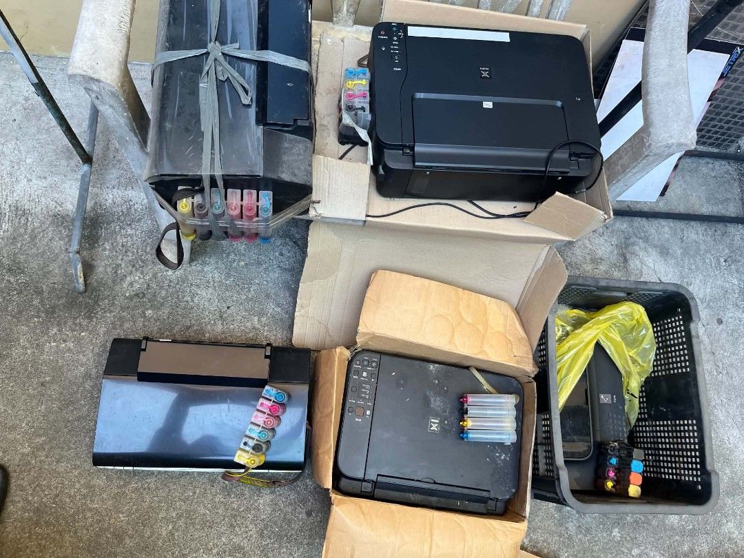 Defective Printers (Category: Printers, Scanners & Copiers) located in Manila. Submitted by pre.loved.declutterx (Listing ID 1439624183, Image 2). Description: Take all for only ₽1000 (negotiable) ▪︎ DEFECTIVE printers; for buyers who wants to repair or use its parts. ▪︎ All printers can still power on. Buyer can pick up ✅️.