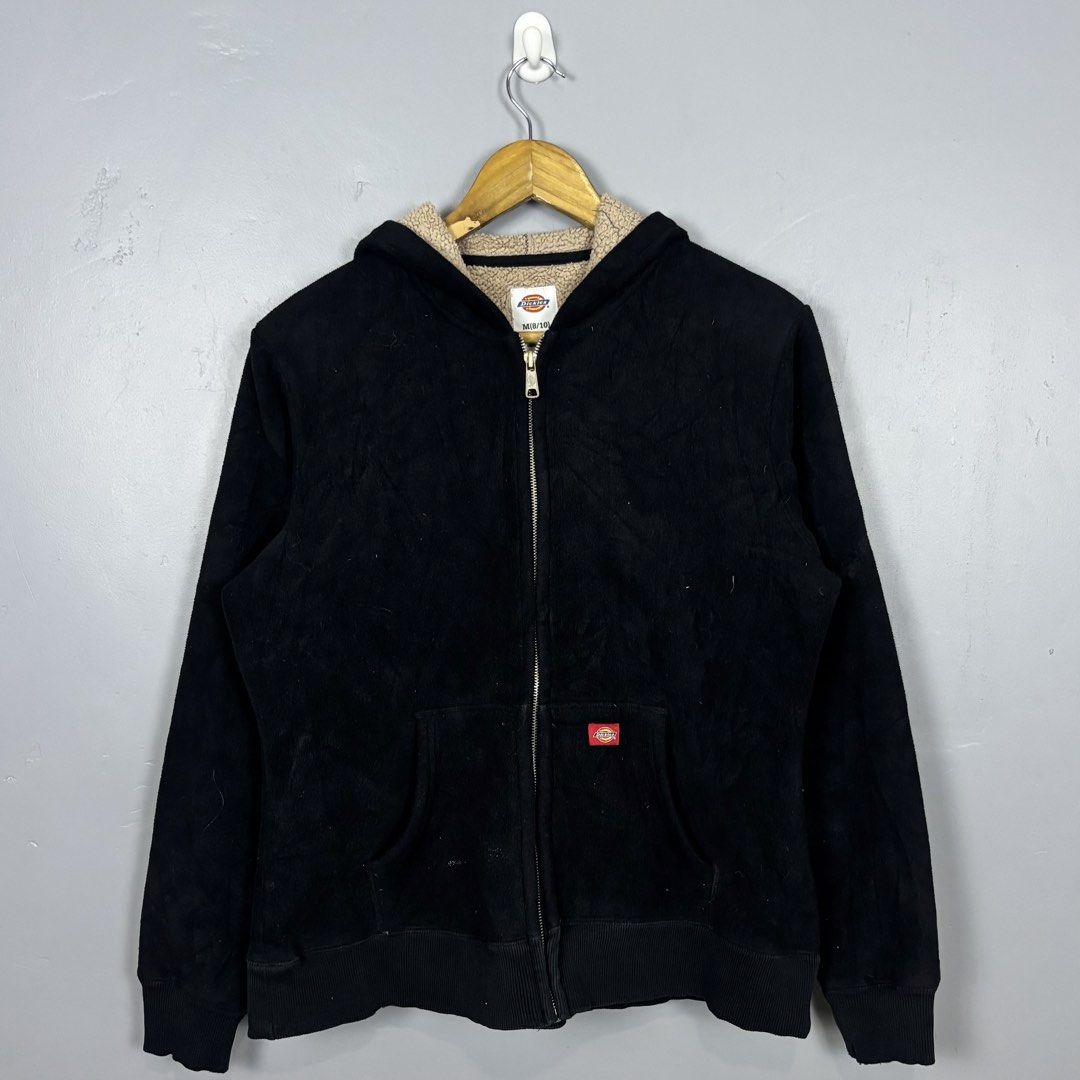 Dickies Sherpa Lined Zip-Up Hoodie Jacket (Category: Coats, Jackets and Outerwear) located in Mabalacat. Submitted by doughnutthrift (Listing ID 1439678754, Image 1). Description: DICKIES WOMEN’S SHERPA BONDED FLEECE HOODED JACKET Excellent condition W- 22” L- 25” No issue.