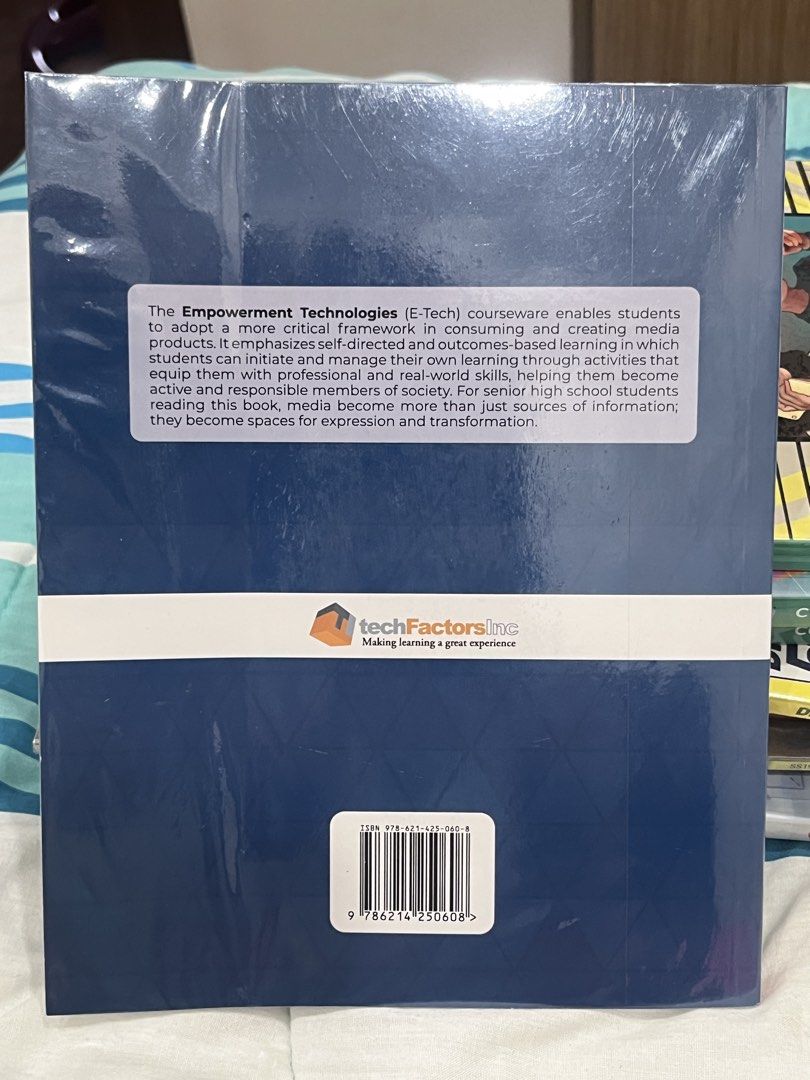 E-Tech (Technology Empowerment in a connected, digital world) 2nd Edition (Category: Textbooks) located in Paranaque City. Submitted by emceeahr (Listing ID 1439620214, Image 3). Description: - E-Tech (Technology Empowerment in a connected, digital world) 2nd Edition - Authored by Melissa P. Juanillo, Emelita Jane M. Tan, and Jaime D.L. Caro (Series Editor). - Published by techFactors Inc. - Focuses on technology empowerment in a digital world. -