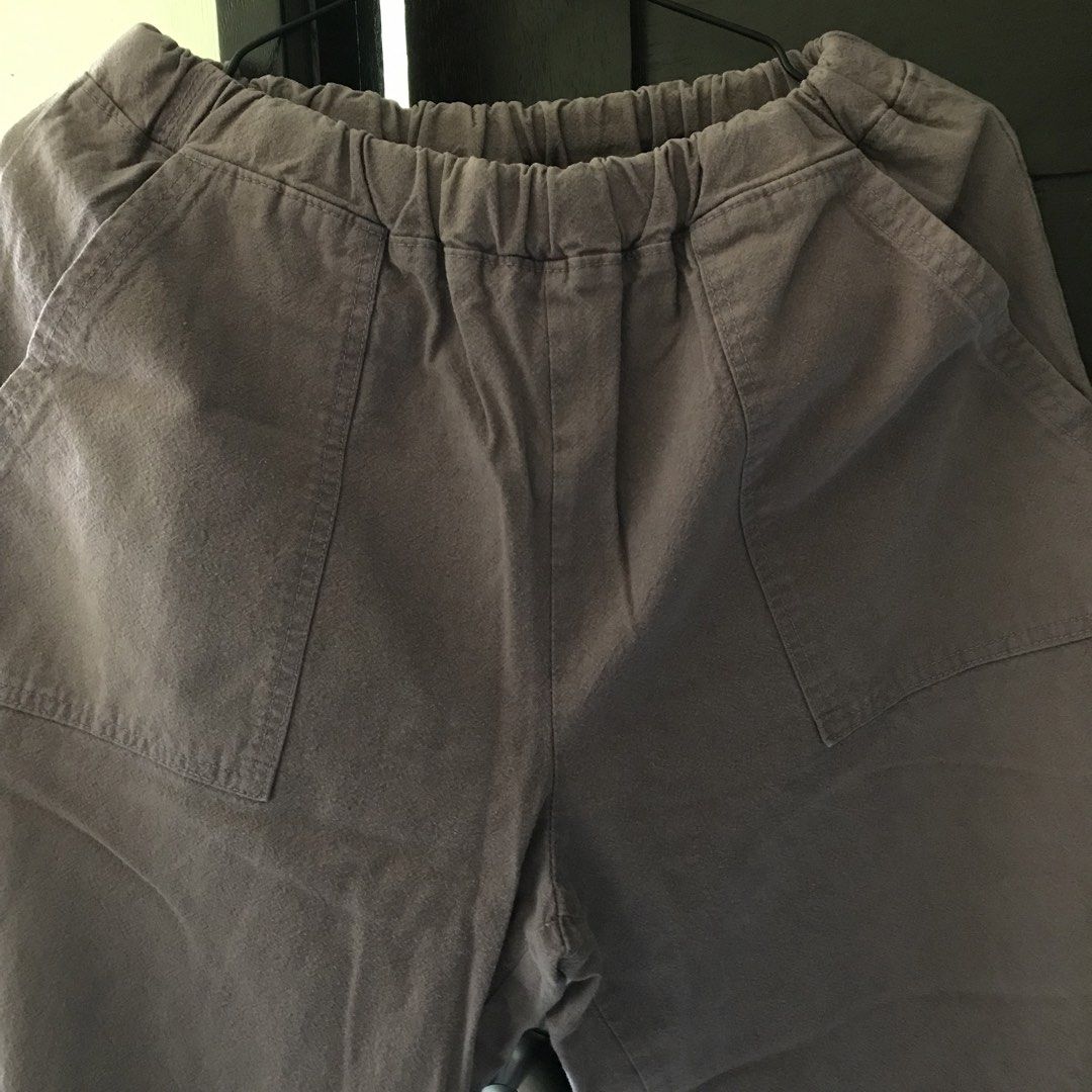 Garterized wide leg denim pants (Category: Other Bottoms) located in Manila. Submitted by bbeeaa (Listing ID 1439685679, Image 2). Description: - thrifted - w: 24-38 in - l: 34 1/2 in - leg hole: 24 in - color: violet - color rate: 8.5/10.