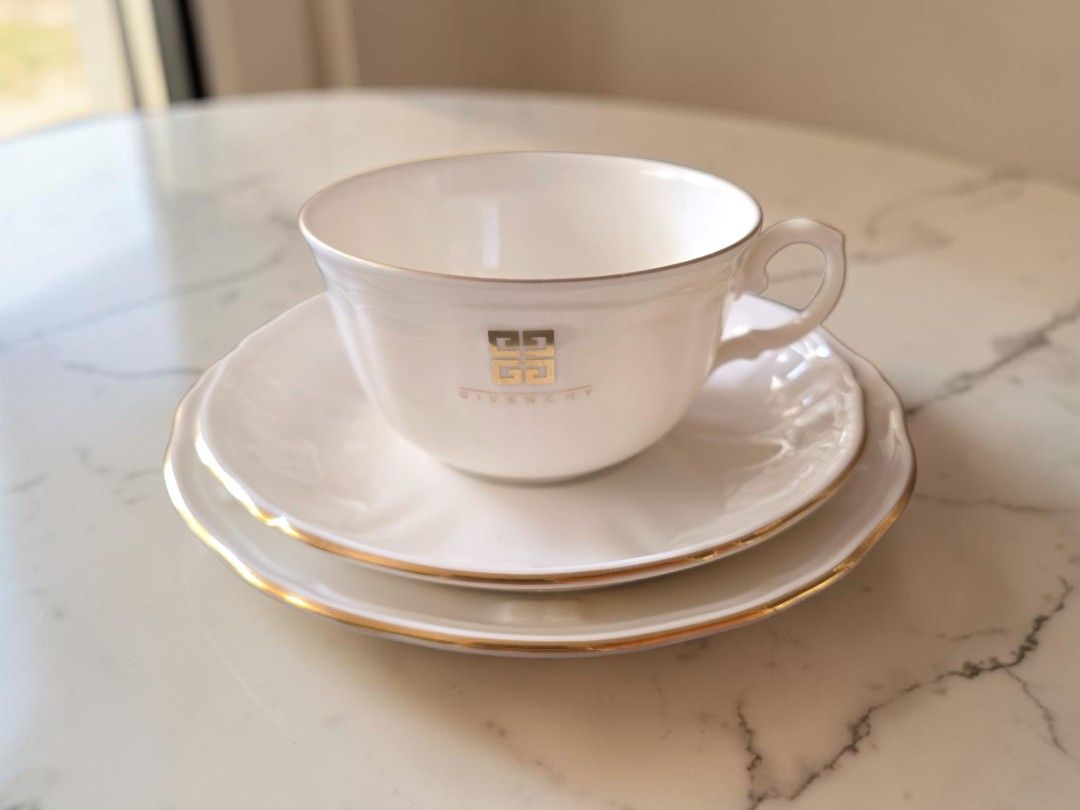 Givenchy Teacup Trio (1 set) (Category: Coffee & Tea Tableware) located in Quezon City. Submitted by buybyestuffmnl (Listing ID 1439652979, Image 1). Description: .