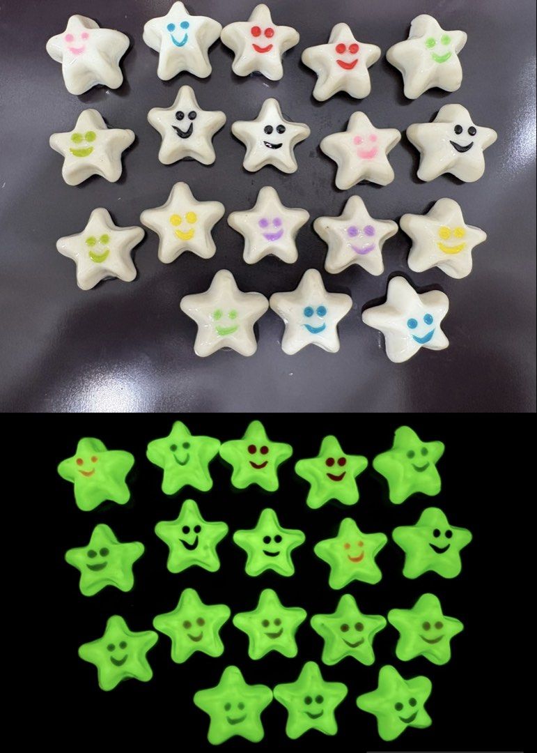 Glow-in-the-dark Star Magnets (Category: Character Goods) located in Paranaque City. Submitted by cosmicwater_46e5b2 (Listing ID 1439742304, Image 1). Description: - Adorable star-shaped magnets - Glow in the dark! - Each star has a unique, smiling face - Available in various colors and expressions - Great for decorating your fridge or any magnetic surface - Small and cute! HANDMADE #giveaway #giveaway #partygiveaways #refmagnet #partyfavor.