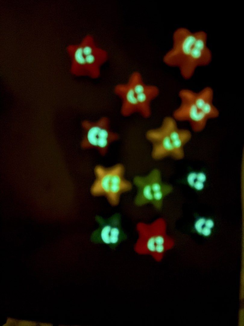 Glow-in-the-Dark Star Magnets (Category: Character Goods) located in Paranaque City. Submitted by cosmicwater_46e5b2 (Listing ID 1439742546, Image 3). Description: - Colorful, star-shaped magnets - Glow in the dark! - Features smiling faces - Available colors: Red, Orange, Yellow, Green, Blue, Purple - Lightweight and easy to arrange - Great for decorating your fridge or any magnetic surface HANDMADE #giveaway #giveaway #partygiveaways #refmagnet