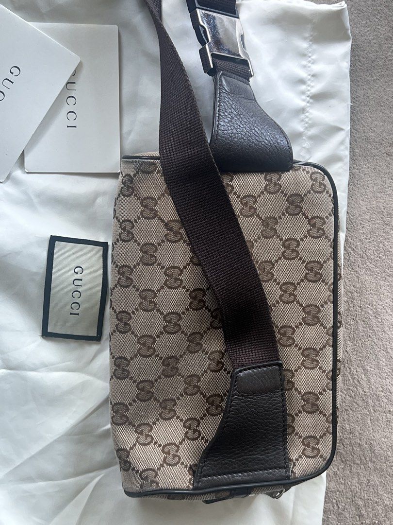 Gucci GG Canvas Belt Bag (Category: Luxury Bags & Wallets) located in Manila. Submitted by lperu71 (Listing ID 1439708988, Image 3). Description: - Authentic Gucci belt bag - Features the iconic GG monogram - Adjustable black belt strap with silver-tone buckle - Includes dust bag and authenticity cards - Made in Italy Php 25,500 slightly negotiable .