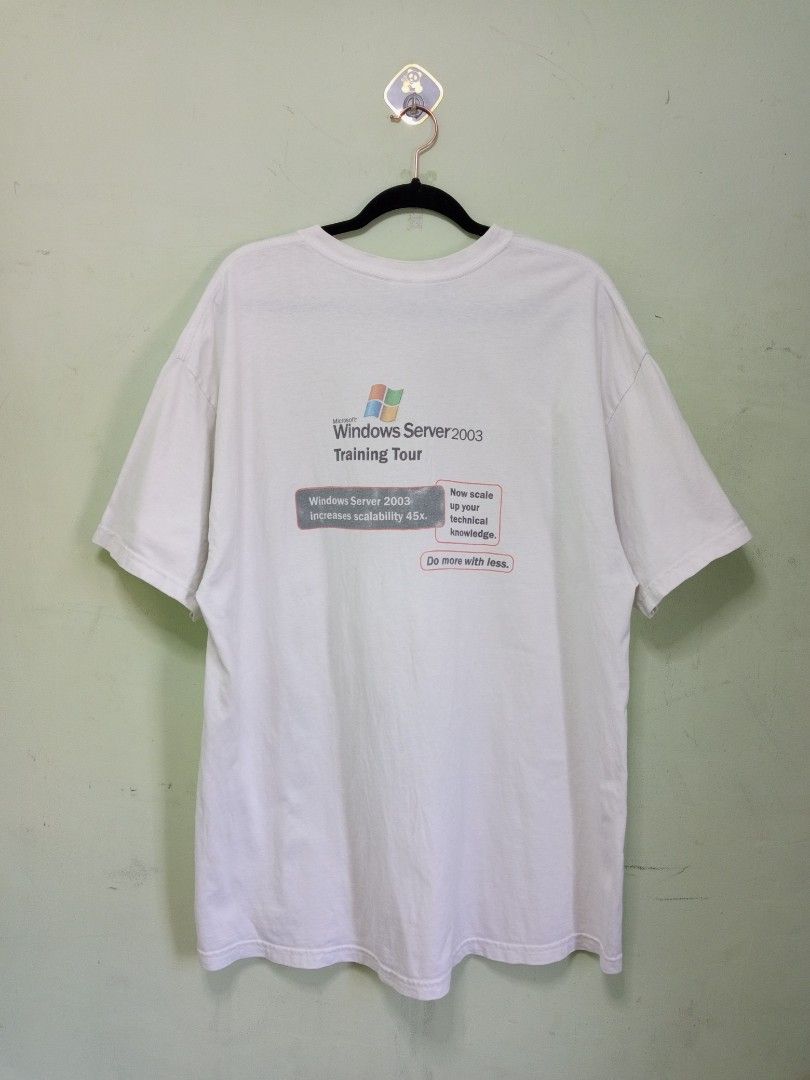 Hanes Beefy-T Windows Server 2003 Training Tour Shirt (Category: Tshirts & Polo Shirts ) located in Manila. Submitted by onewikstraight (Listing ID 1439651905, Image 1). Description: - Vintage Hanes Beefy-T shirt - Features Windows Server 2003 Training Tour design - Front: Small Windows Server 2003 logo - Back: Windows Server 2003 Training Tour logo and text about scalability - Size: Adult XL 24W 33L - Material: 100% cotton PM cavite location 200