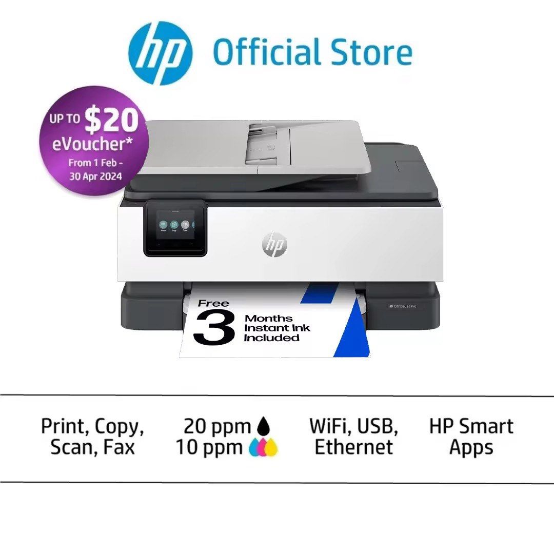 HP OfficeJet Pro 8020e Printer - A4, AirPrint462928992263229440