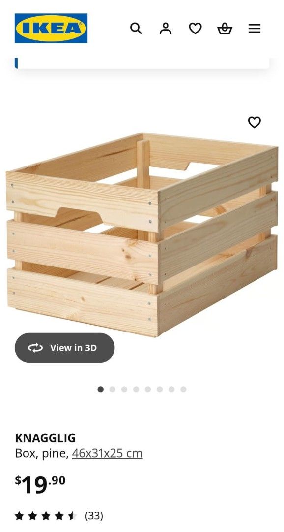 IKEA KNAGGLIG Pine Storage Box463328381460828160