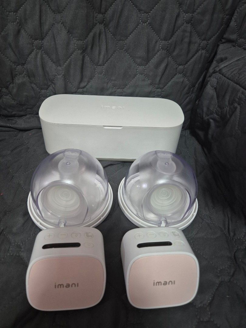 Imani i2 Plus Pro Double Breast Pump Set (Category: Breastfeeding & Bottle Feeding) located in Del Monte. Submitted by _jem_ (Listing ID 1439713632, Image 2). Description: - Imani i2 Plus Pro Double Breast Pump set - Includes pump, bottles, and all accessories - Comes with original box and documentation - Stylish white and pink color scheme - Additional flanges included - Complete and ready for immediate use 📦 Inclusions: ✅ Box with 2 motors ✅ 2