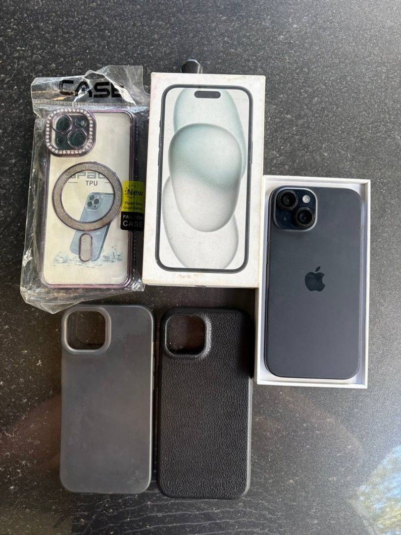Iphone 15 (Category: iPhone 15 Series) located in Zaragoza. Submitted by rrieeeb_01 (Listing ID 1439624317, Image 3). Description: SALE! SALE! SALE! Apple iPhone 15 128gb Matte Black Complete with Box ₱26,999 -negotiable Condition: 🌻Factory Unlocked 🌻ZP/A Model 🌻Dual Sim (Physical, Esim) 🌻Battery Health: 80% 🌻100% Smooth and still fresh like new 🌻No bumps with very minor paint chip 🌻100% No issues, No defects, No repairs 🌻100% No icloud a