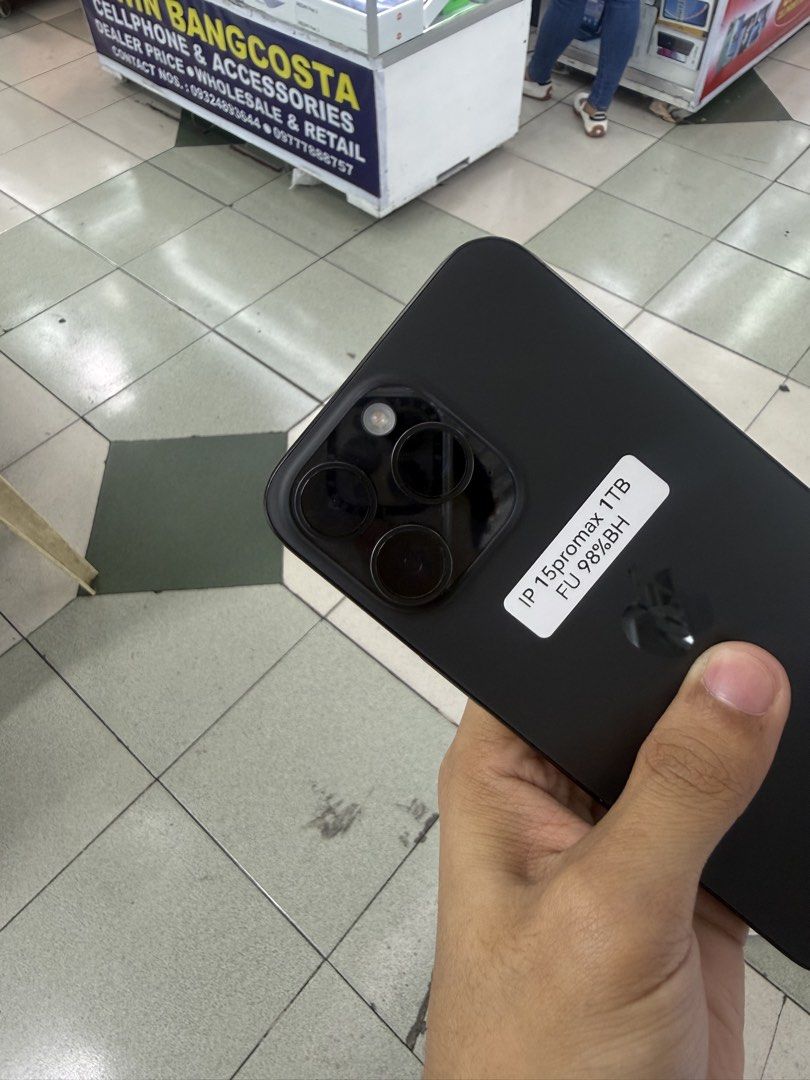 iPhone 15 Pro Max 1TB 98% batt, openline (Category: iPhone 15 Series) located in Manila. Submitted by carimgadgets (Listing ID 1439755779, Image 2). Description: 📍Location: Greenhills xc 12 stall 🚚Open for delivery | cod + sf first come, first serve 🤗.