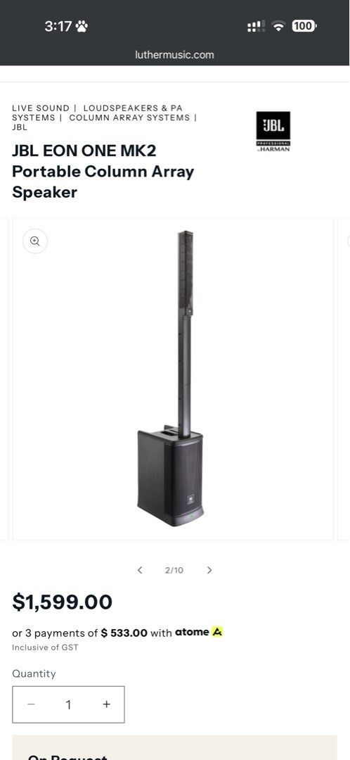 JBL EON ONE MK2 Portable Column Array Speaker472993490210007041